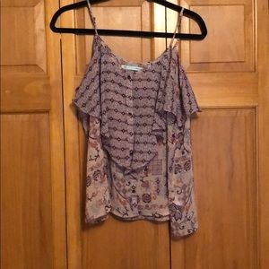 purple/pink straight line tank top with buttons